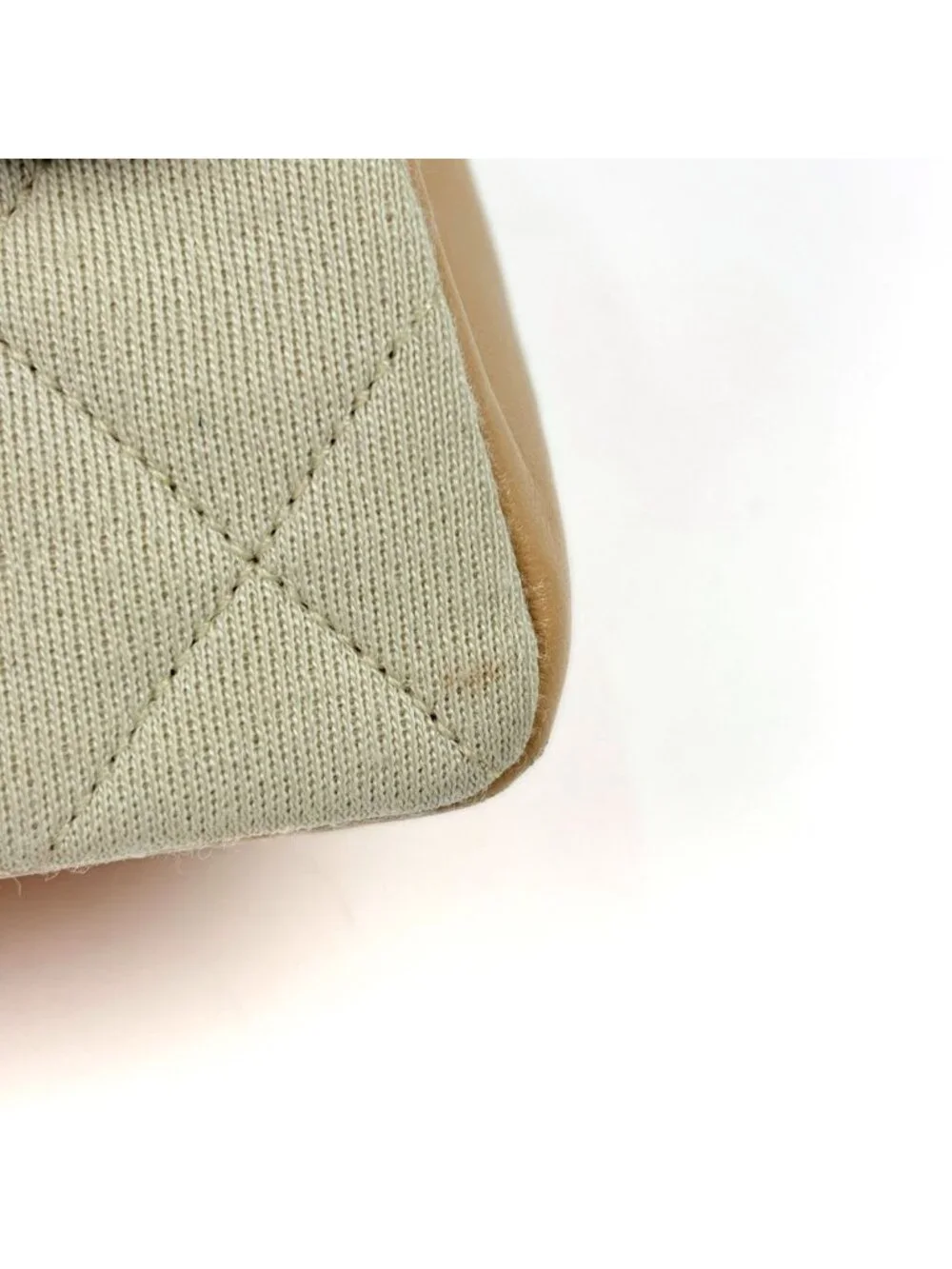 Chanel Shoulder Bag Quilted CC Logo Single Flap Fabric Ivory Beige